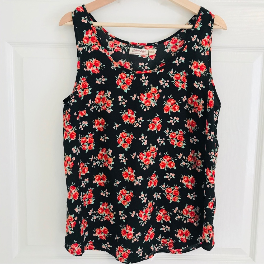 Faded Glory | Rose Print Tank